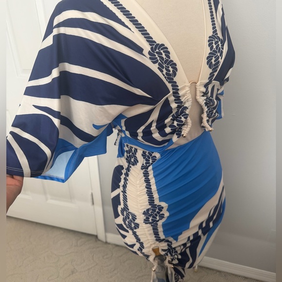Fashion Nova Blue & White Two-Piece Printed Skirt Set - Picture 6 of 12